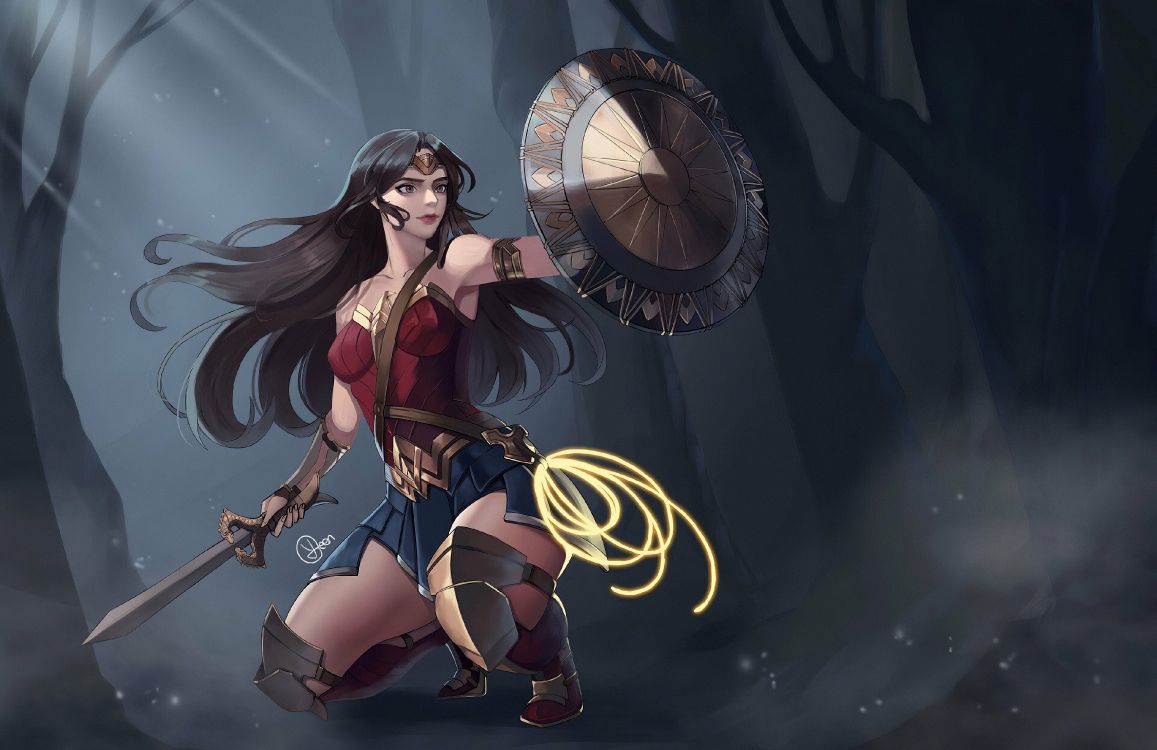 Обои чудоженщина, супергерой, иллюстрация, приключенческая игра, игры в разрешении 3840x2488