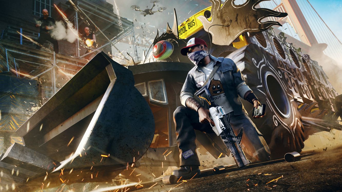 Обои Watch Dogs 2, сторожевой пес, компьютерная игра, игра, машина в разрешении 7680x4320