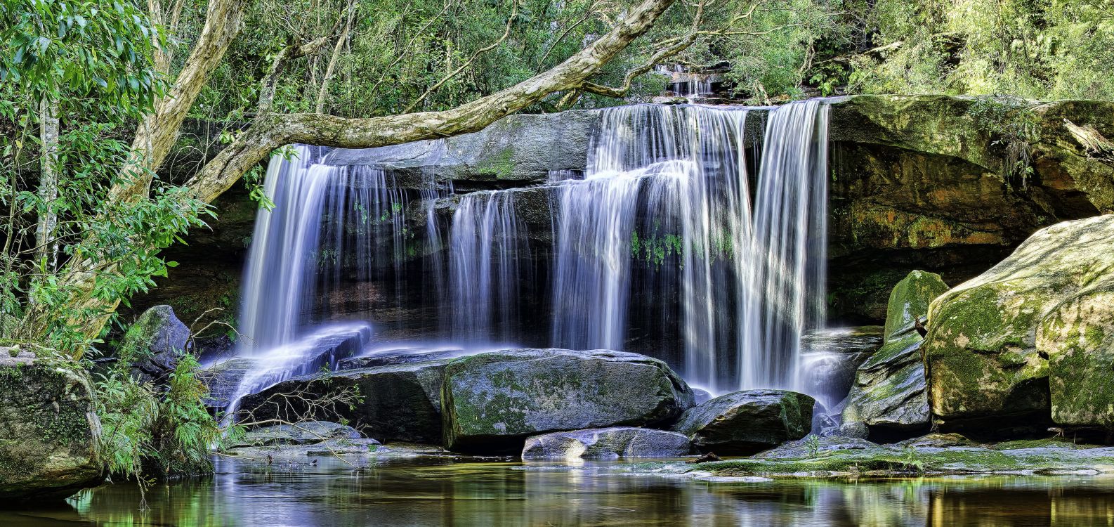 Обои водопад, гидроресурсы, водоем, природа, вода в разрешении 4400x2080
