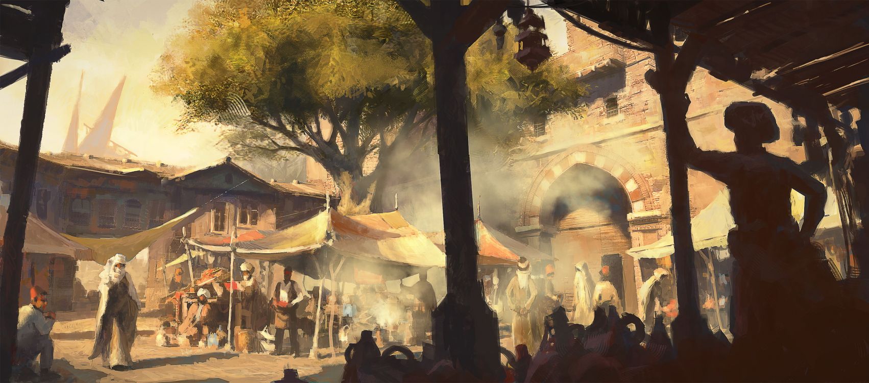 Обои визуальное искусство, достопримечательность, искусство, концепция, bioshock infinite в разрешении 3500x1542