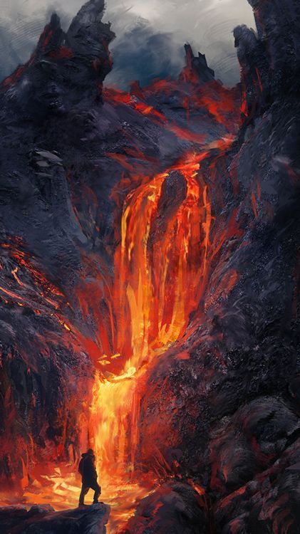 Обои вулкан, пейзажи венеры, Sarrailh Сильвен, пейзажная живопись, концепт арт в разрешении 1080x1920