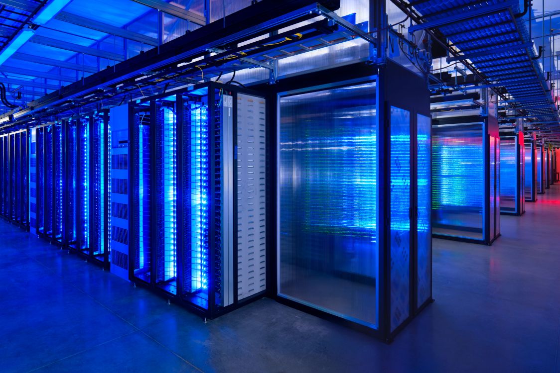 Обои облачные вычисления, центр обработки данных, синий, свет, освещение в разрешении 5827x3885
