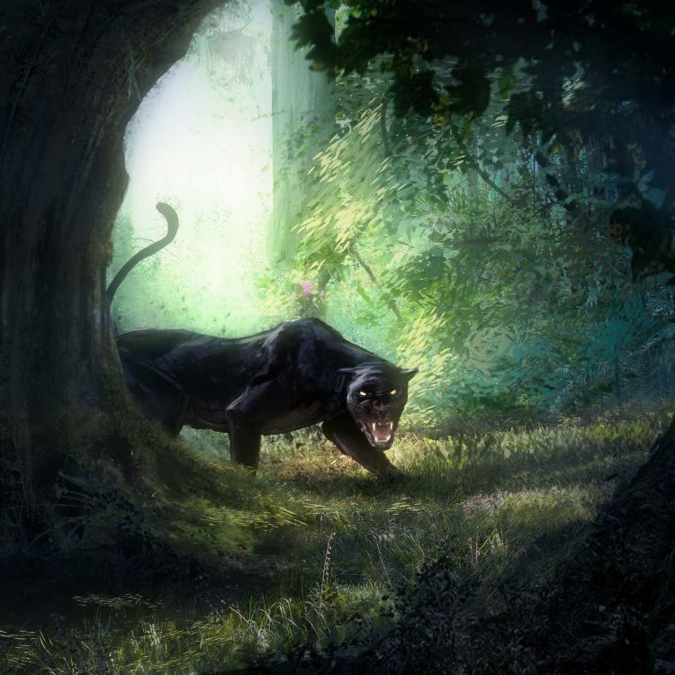 Обои лесистая местность, живопись, темнота, фан арт, артист в разрешении 3840x3840