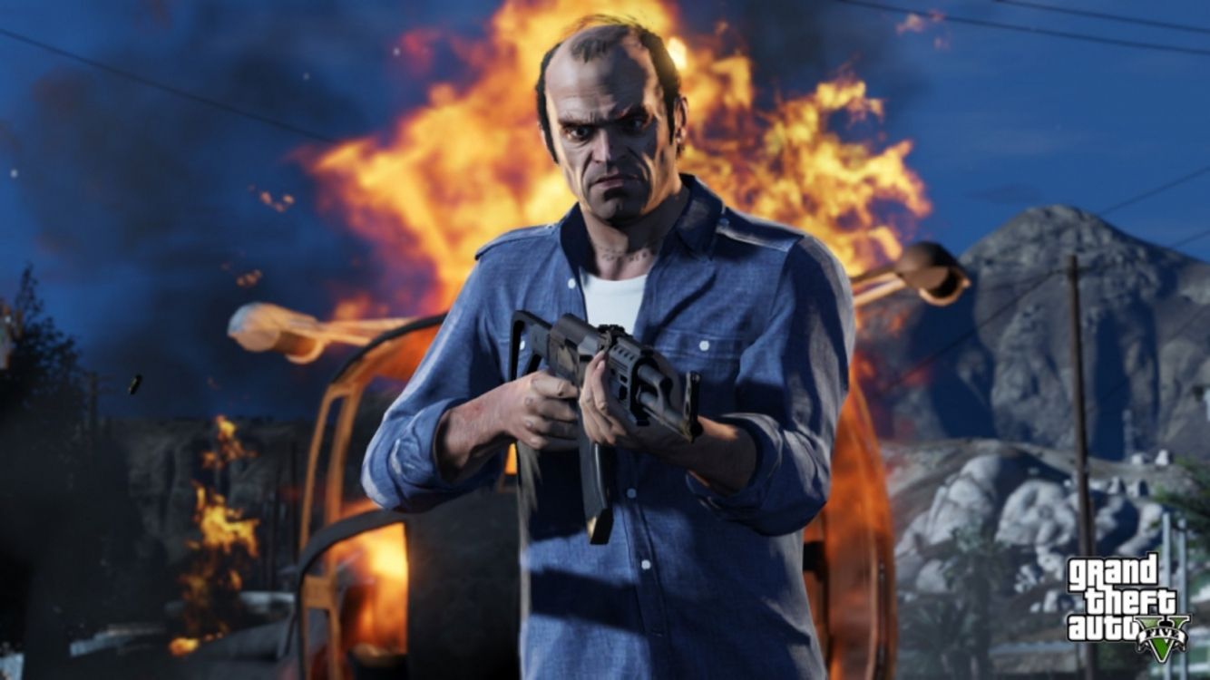 Обои grand theft auto v, Тревор Филипс, grand theft auto san andreas, Рокстар игры, компьютерная игра в разрешении 2608x1466
