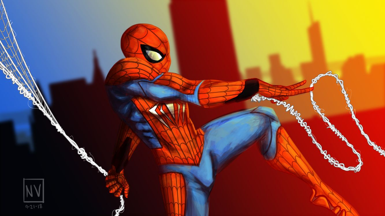 Обои арт, человек-паук, супергерой, иллюстрация, фикция в разрешении 4800x2700