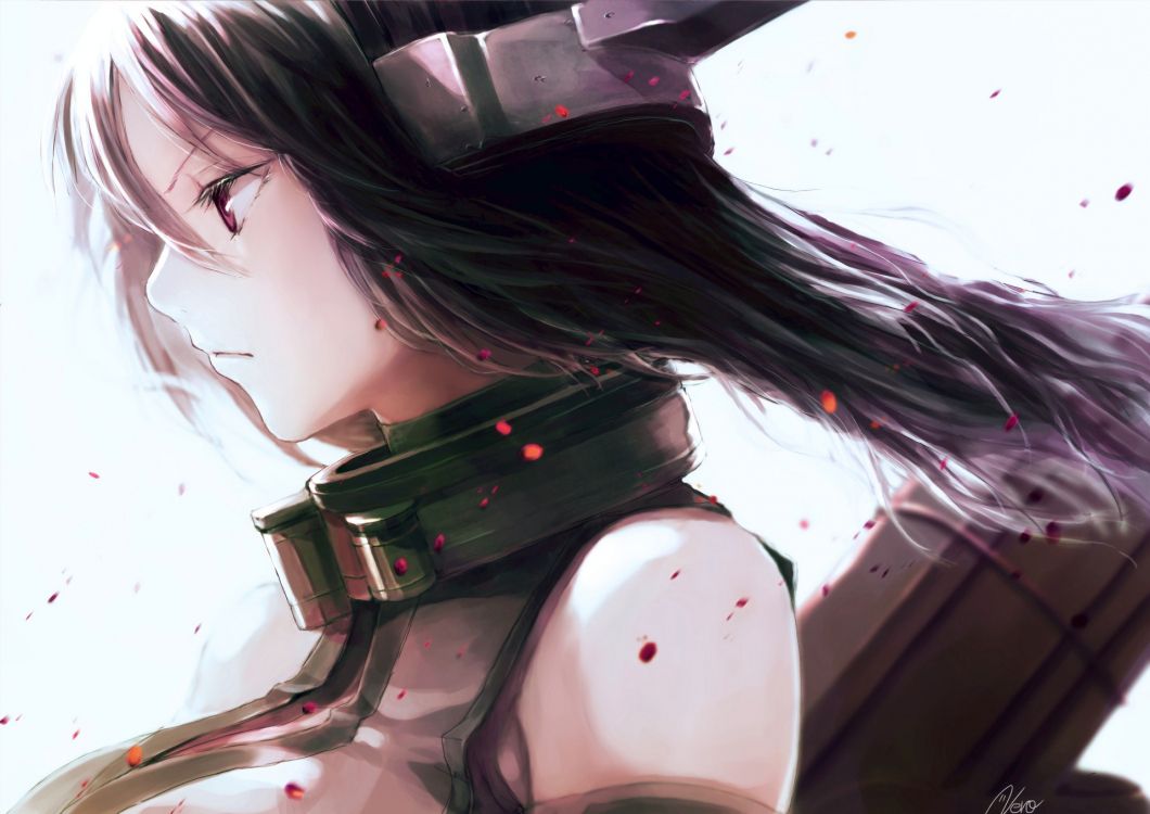 Обои коллекция kantai, Японский Линкор Нагато, аниме, волосы, мультфильм в разрешении 1920x1358